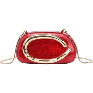 Compact Velvet-Lined Acrylic Evening Purse with Detachable Chains for Elegance